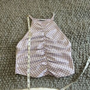 Zara Purple Gingham Halter Top
